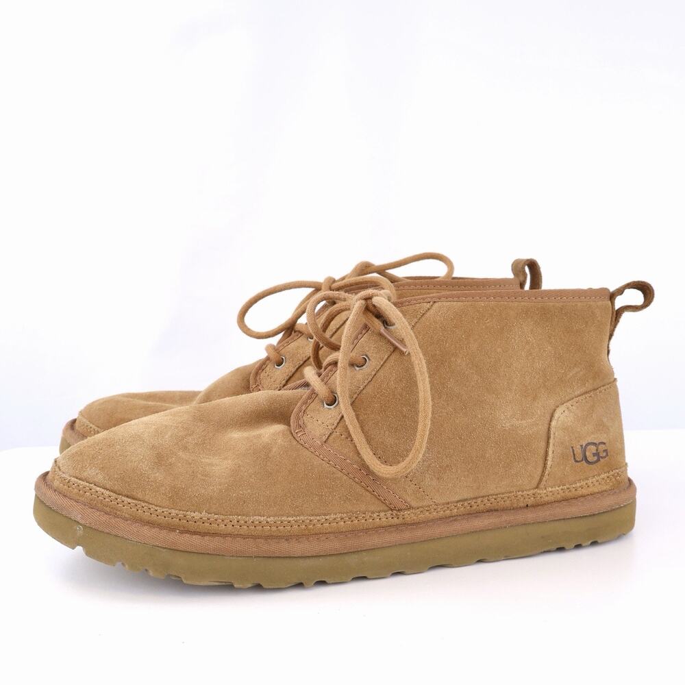UGG Neumel Chukka Boots Mens US 12 Chestnut Suede Sheepskin Lace Up Casual
